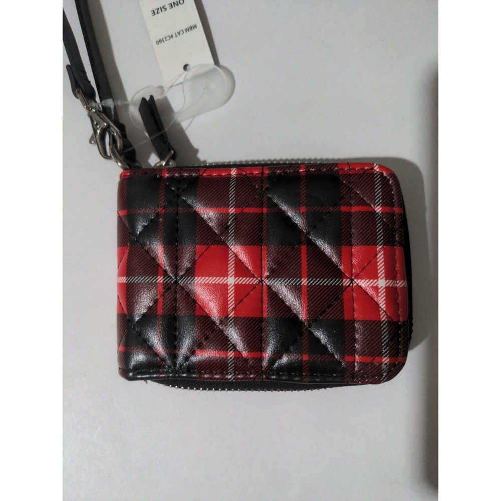 No Boundaries Women's Teens Girls Red Plaid Wallet Wristlet NWT